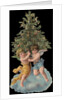 Die-Cut Scrap with Cherubs Holding Christmas Tree by Anonymous