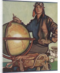 Illustration of Female Aviator and Globe by Anonymous