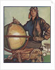 Illustration of Female Aviator and Globe by Anonymous