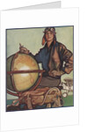 Illustration of Female Aviator and Globe by Anonymous