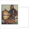Illustration of Female Aviator and Globe by Anonymous