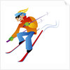 Freestyle Downhill Skiier by Anonymous