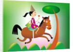 Girl riding a horse by Anonymous