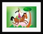 Girl riding a horse by Anonymous