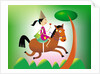 Girl riding a horse by Anonymous