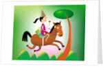 Girl riding a horse by Anonymous