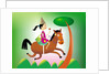 Girl riding a horse by Anonymous