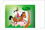 Girl riding a horse by Anonymous