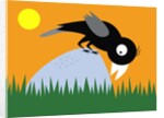 Crow on a rock by Anonymous