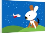 Large rabbit watching small airplane by Anonymous