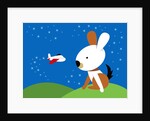 Large rabbit watching small airplane by Anonymous