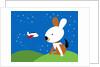 Large rabbit watching small airplane by Anonymous