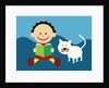 Boy and cat reading a book by Anonymous