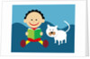 Boy and cat reading a book by Anonymous