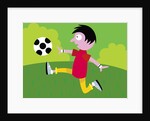 Boy kicking soccer ball by Anonymous