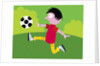 Boy kicking soccer ball by Anonymous