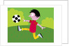 Boy kicking soccer ball by Anonymous