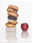 Stack of Donuts and One Apple by Anonymous