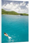 Woman Snorkeling in Hawksnest Bay at St. John Island by Anonymous