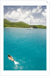 Woman Snorkeling in Hawksnest Bay at St. John Island by Anonymous