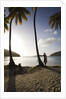 Woman Standing on Beach on Maho Bay by Anonymous