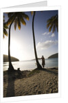 Woman Standing on Beach on Maho Bay by Anonymous