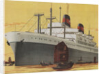 Illustration of Ocean Liner in Asian Port by Anonymous