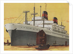 Illustration of Ocean Liner in Asian Port by Anonymous