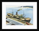 Illustration of Steamship at Port by Anonymous