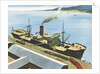Illustration of Steamship at Port by Anonymous