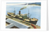 Illustration of Steamship at Port by Anonymous