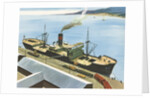 Illustration of Steamship at Port by Anonymous