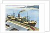 Illustration of Steamship at Port by Anonymous