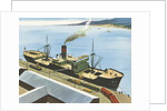 Illustration of Steamship at Port by Anonymous