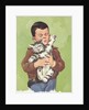 Illustration of Boy Holding Unhappy Cat by Anonymous