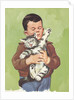 Illustration of Boy Holding Unhappy Cat by Anonymous