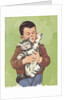 Illustration of Boy Holding Unhappy Cat by Anonymous