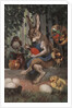 Postcard of Easter Rabbit Decorating Eggs by Anonymous
