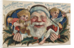 Santa Claus and His Two Children Wishing You a Merry Christmas and a Happy New Year Postcard by Anonymous