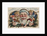 Santa Claus and His Two Children Wishing You a Merry Christmas and a Happy New Year Postcard by Anonymous