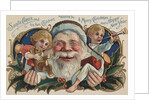 Santa Claus and His Two Children Wishing You a Merry Christmas and a Happy New Year Postcard by Anonymous