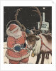 Illustration of Santa Feeding Reindeer Candy Cane by John Rae