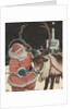 Illustration of Santa Feeding Reindeer Candy Cane by John Rae