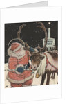 Illustration of Santa Feeding Reindeer Candy Cane by John Rae