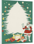 Greeting Card with Santa Claus and Christmas Tree by Anonymous