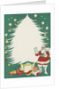 Greeting Card with Santa Claus and Christmas Tree by Anonymous