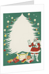 Greeting Card with Santa Claus and Christmas Tree by Anonymous