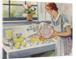 Illustration of Woman Washing Dishes by Anonymous