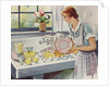 Illustration of Woman Washing Dishes by Anonymous