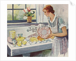 Illustration of Woman Washing Dishes by Anonymous